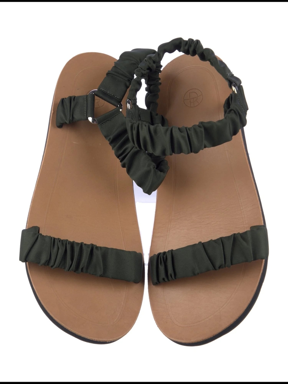 The Row Olive Green Ruched Strap Sandals